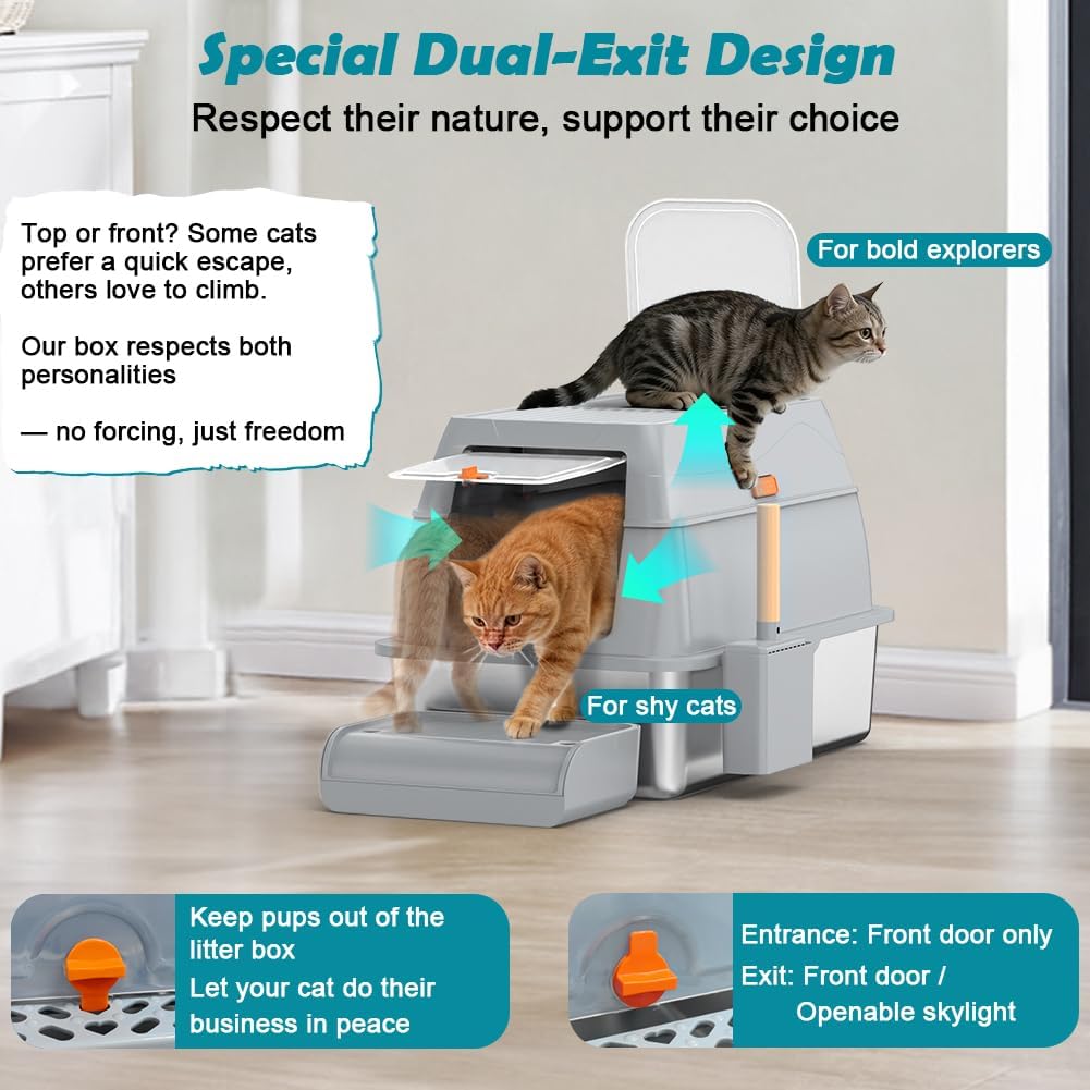 Detalle 2 de Stainless Steel Cat Litter Box XL 59.4cm
