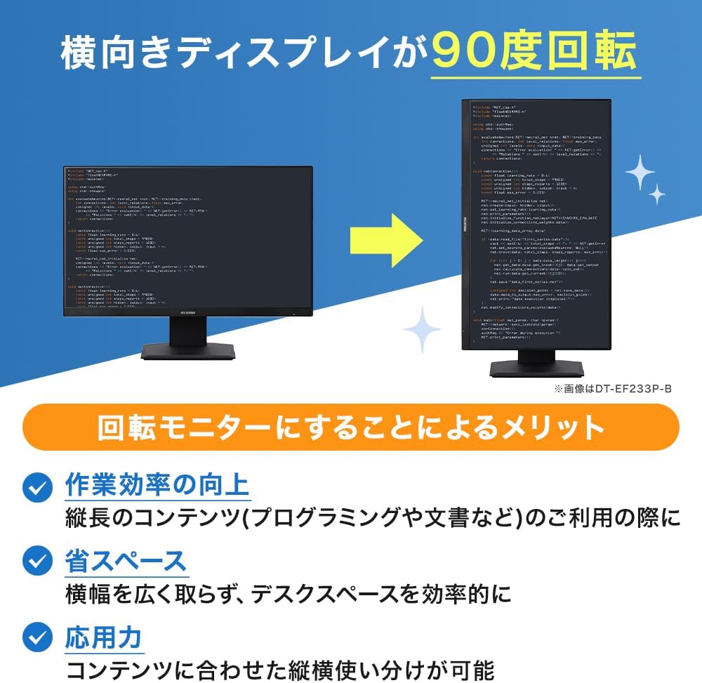 Detalle de アイリスオーヤマ DT-HF214P-B 21.5インチモニター 縦横回転・100Hz・高さ調整