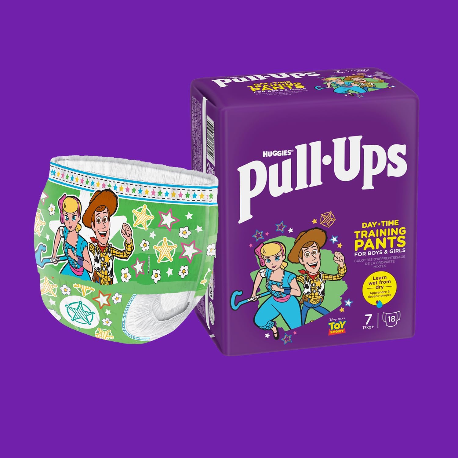 Detalle 2 de Huggies Pull-Ups Taille 7, culottes d'apprentissage unisexes – lot de 36 (2 paquets x18)