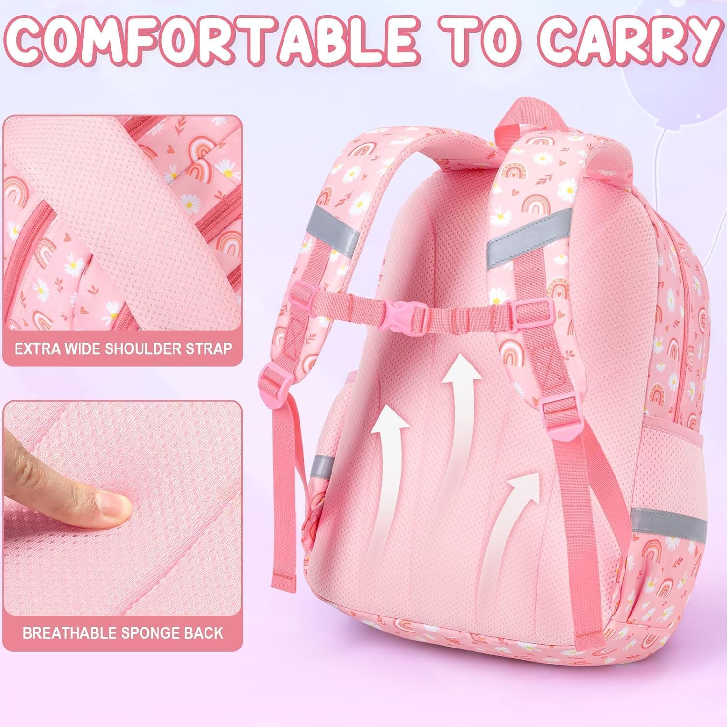 Detalle de Fimibuke 3-Piece Kids Backpack Set: Waterproof School Day Bundle for Girls (Rainbow)