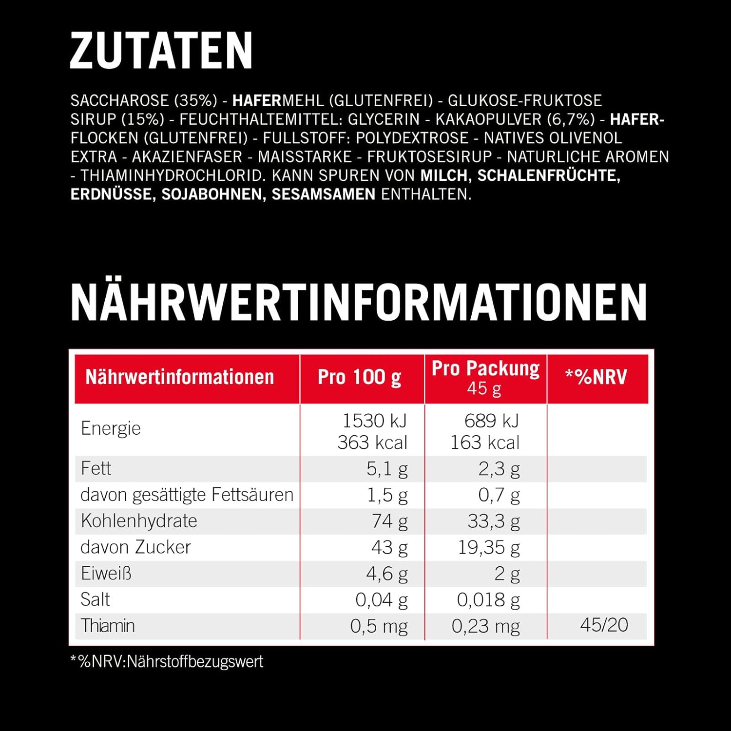 Detalle de Enervit Carbo Bar C2:1PRO Brownie (vegan) – Energieriegel mit 30 g Kohlenhydraten, glutenfrei (12 Riegel)