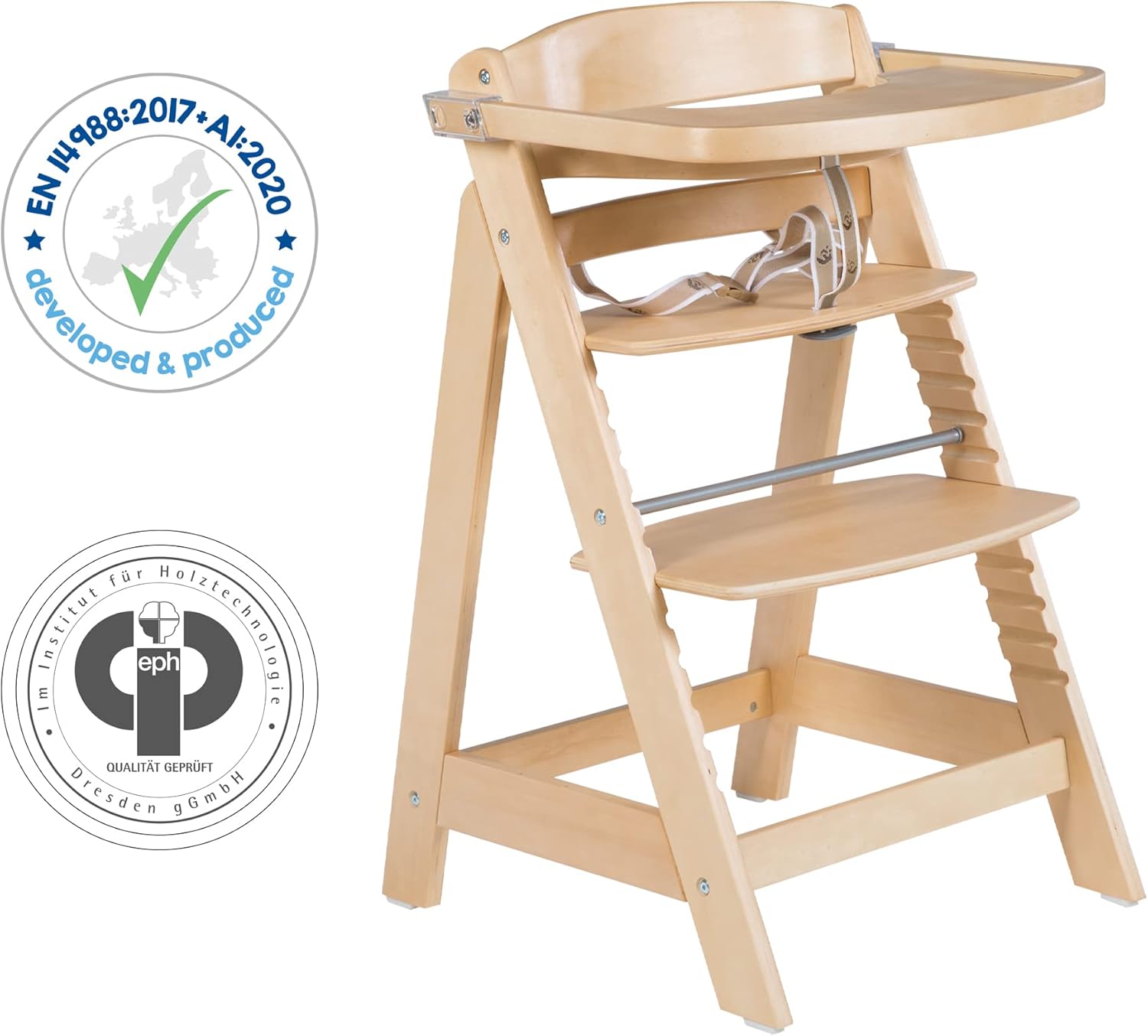 Thumbnail 6 de Roba Chaise Haute Évolutive en Bois Sit Up Fun + Plateau Détachable – Hauteur Réglable, Naturel
