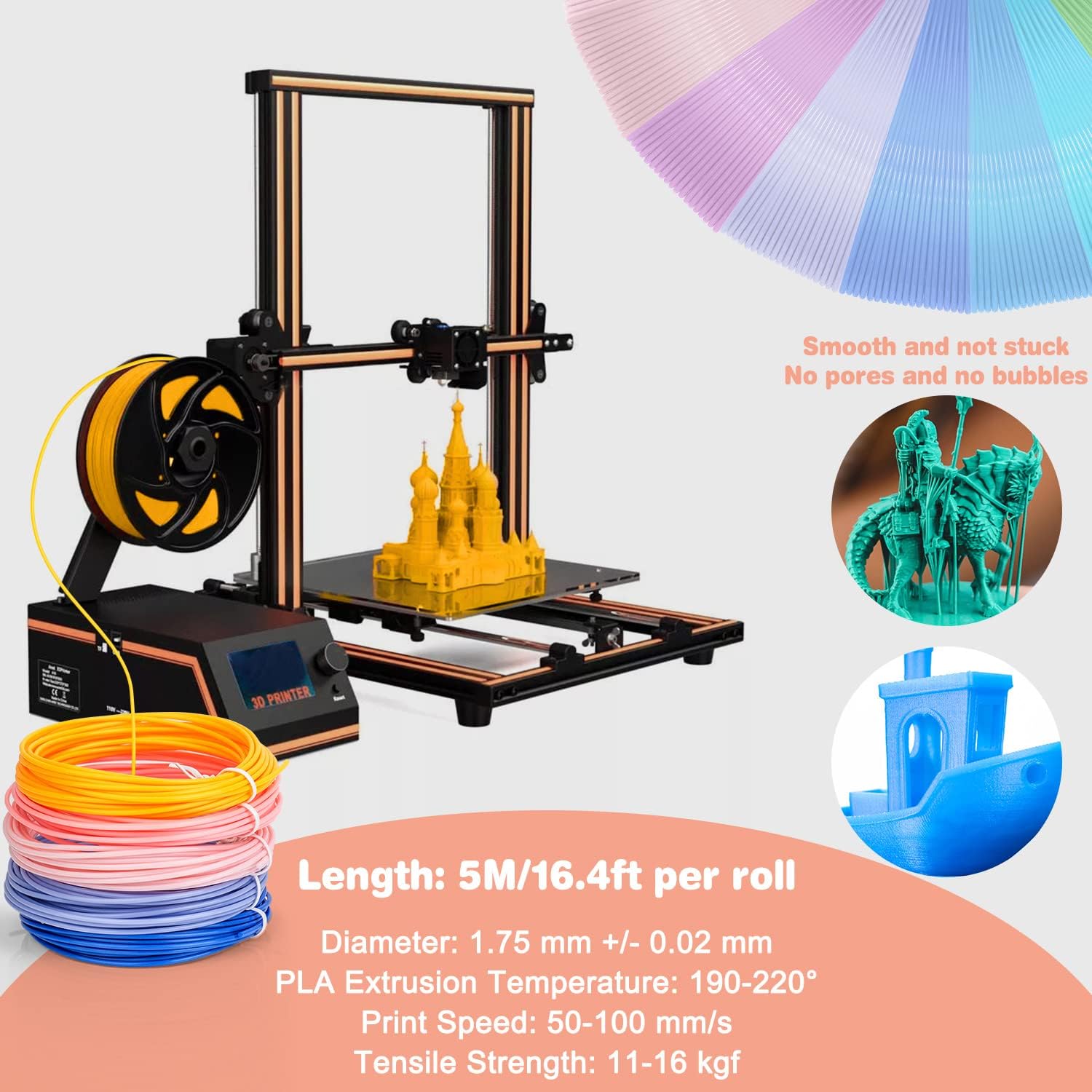 Detalle 2 de Wiseten BSX-TYSE PLA-filament till 3D-penna, 20 färger, 1,75 mm