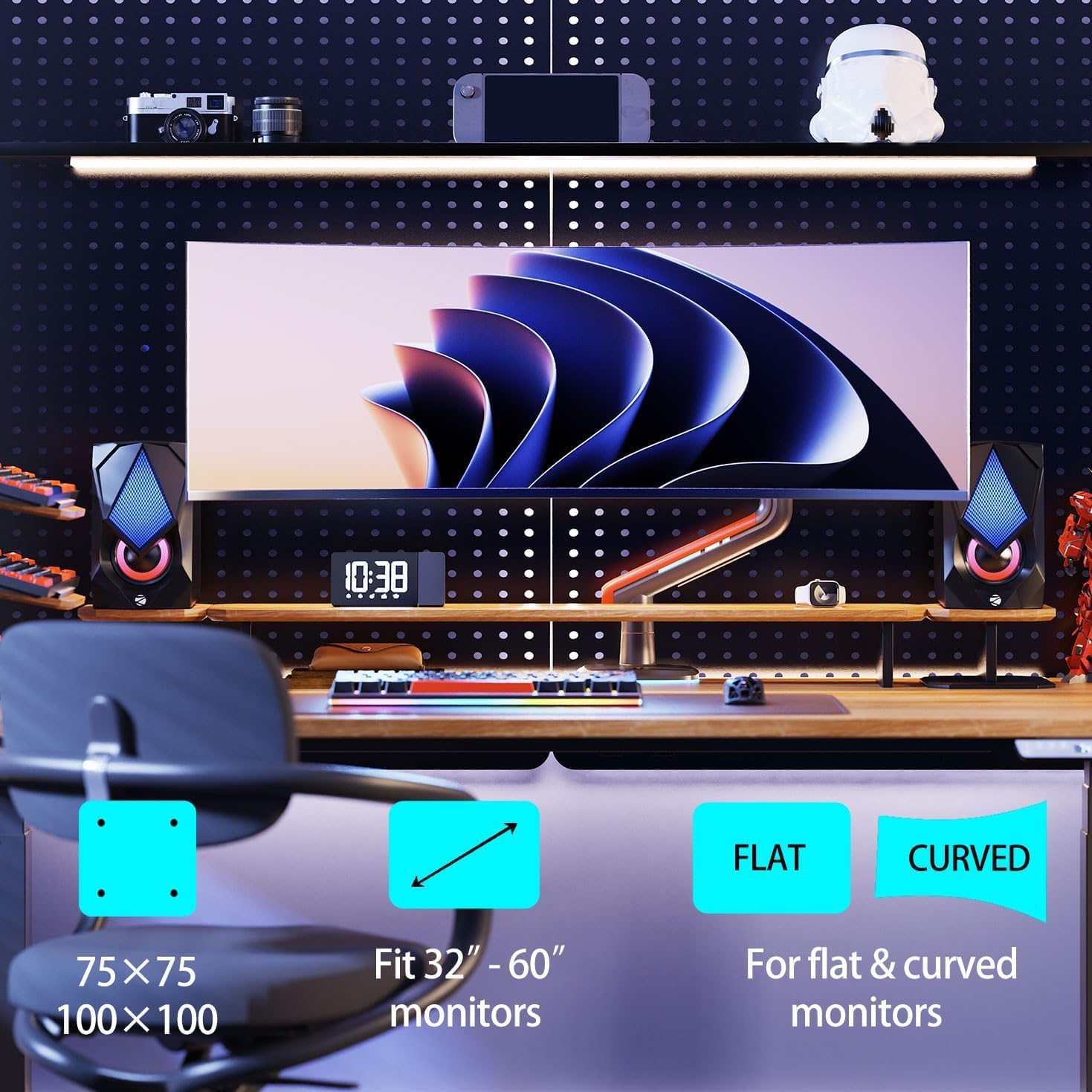 Thumbnail 1 de NB Ergonomic Braccio Monitor per schermi 32–60 pollici, supporto resistente fino a 20 kg, VESA 75/100, rosso