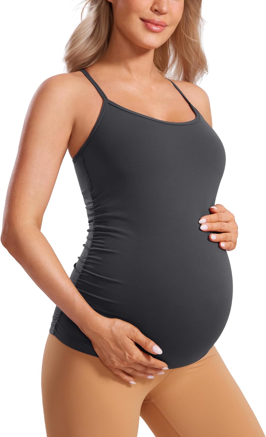 Detalle de CRZ YOGA Women's Butterluxe Maternity Tank Top – Strappy Y Back Sleeveless