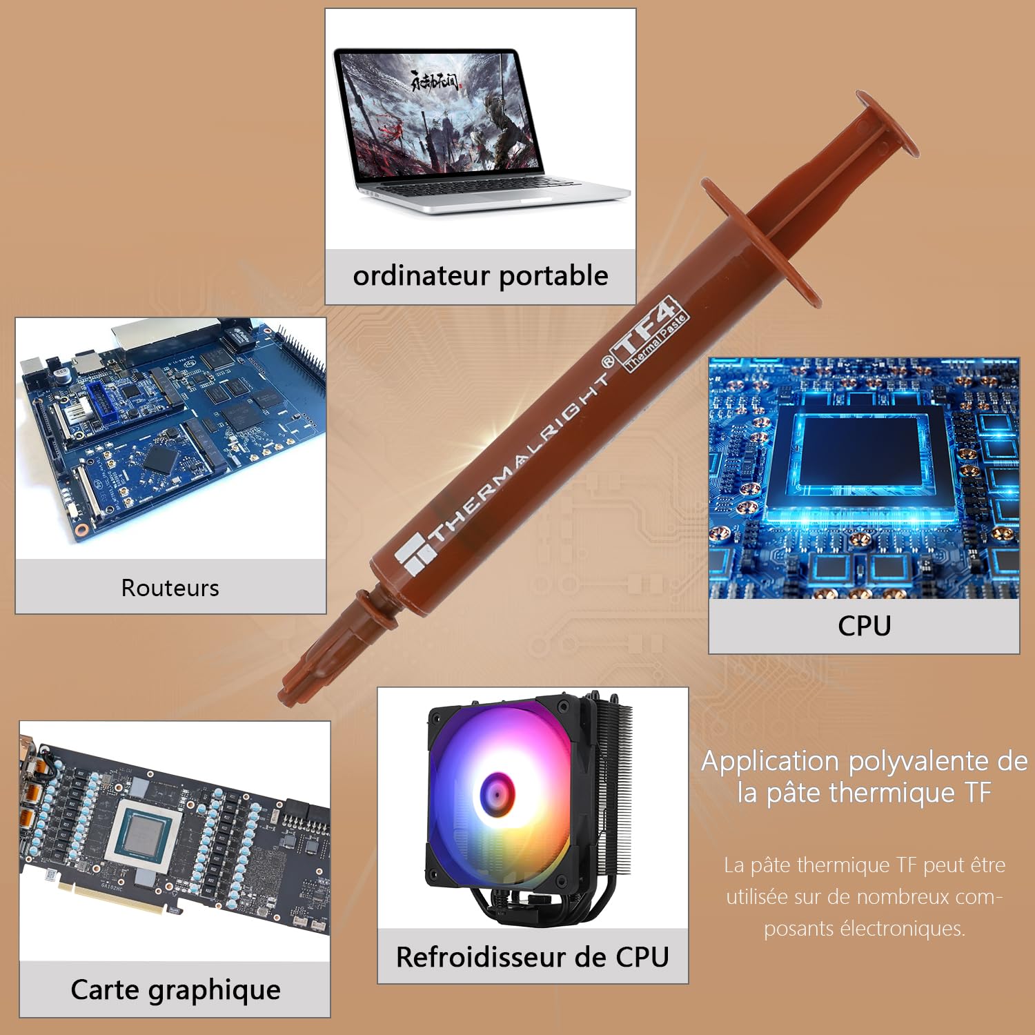 Thumbnail 5 de TR TF4 4G Pasta termica per CPU e GPU (conduttiva, 9,5 W/m·K) con spatola
