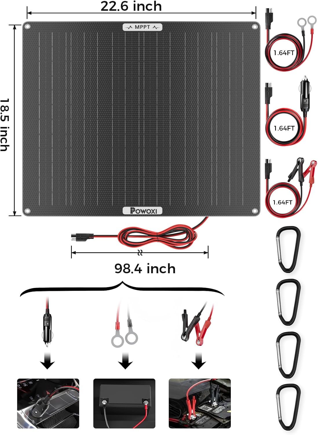 Thumbnail 6 de POWOXI 50W solar battery charger