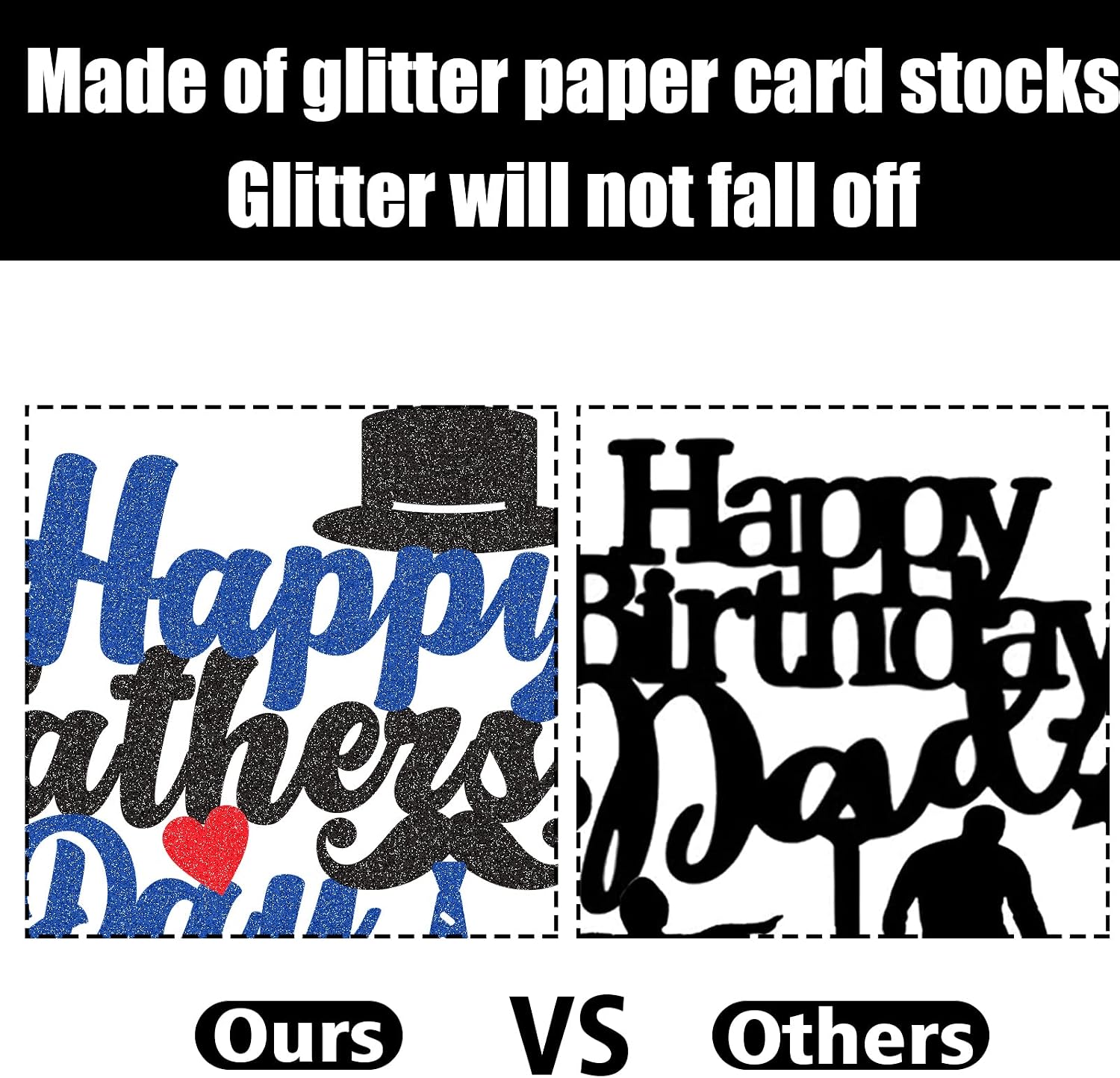 Detalle de G-LOVELY'S Happy Father's Day Cake Topper – Glitter Blue/Black with Tie Design
