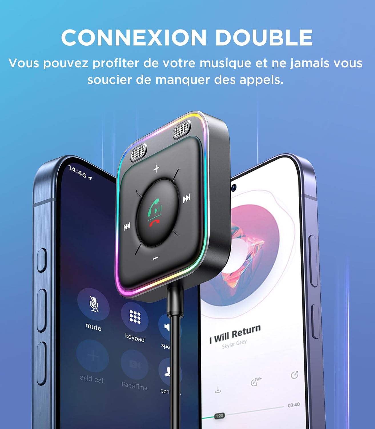 Thumbnail 6 de JOYROOM Adaptateur Bluetooth Jack 3,5 (Bluetooth 5.4) pour voiture et enceinte, double connexion et appels mains libres