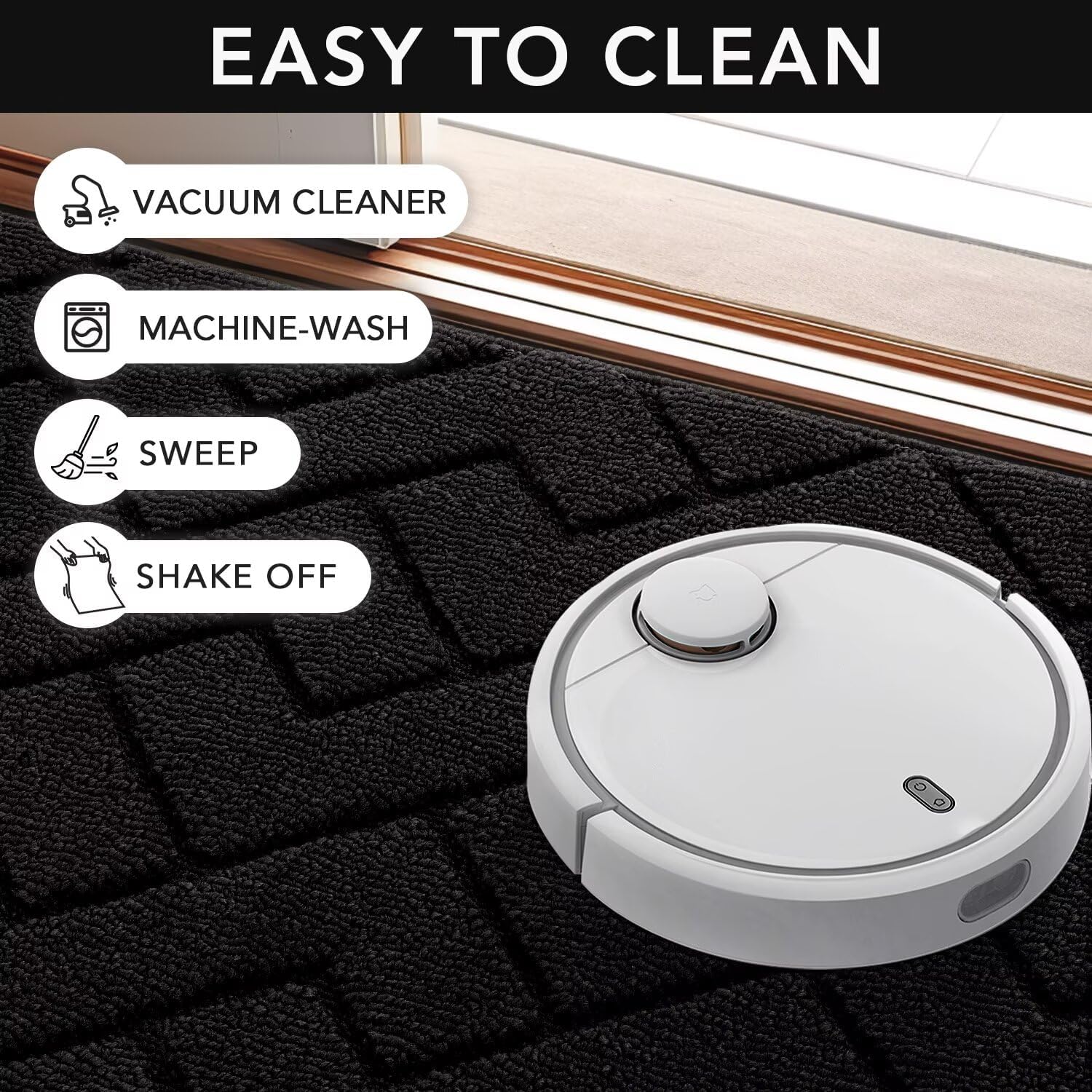 Detalle de Biscpro Door Mat 119x180cm – indoor washable non-slip dirt-trapper for entryways