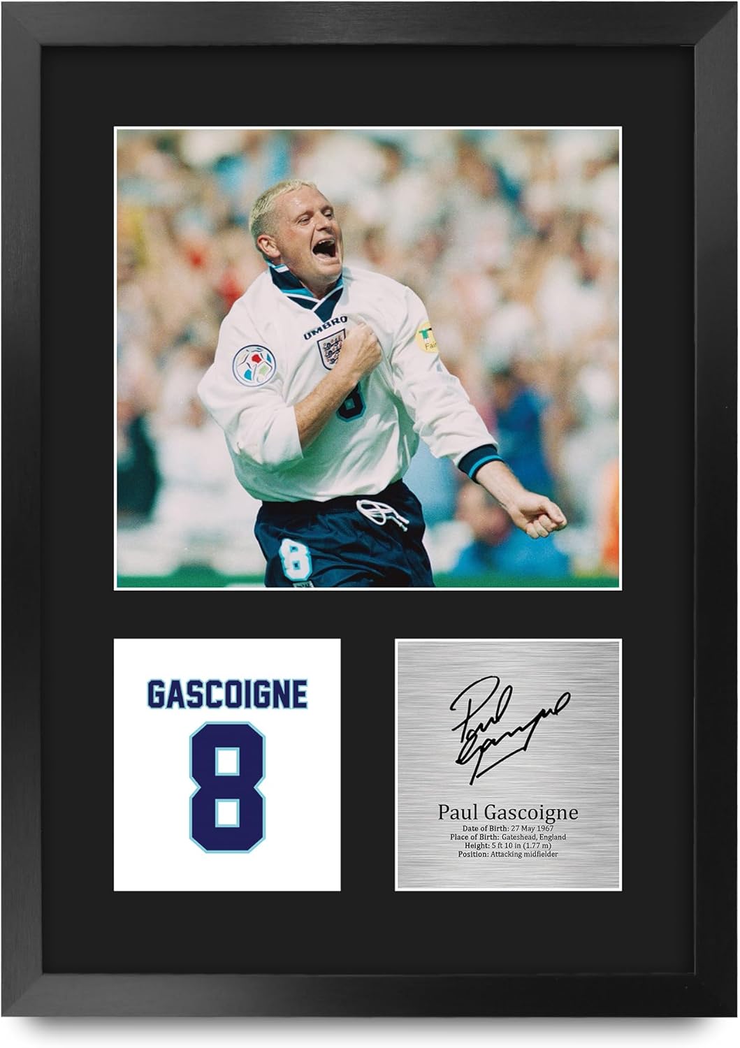 Thumbnail 6 de Paul Gascoigne England signed autograph picture, A4 portrait framed photo print (HWC Trading)