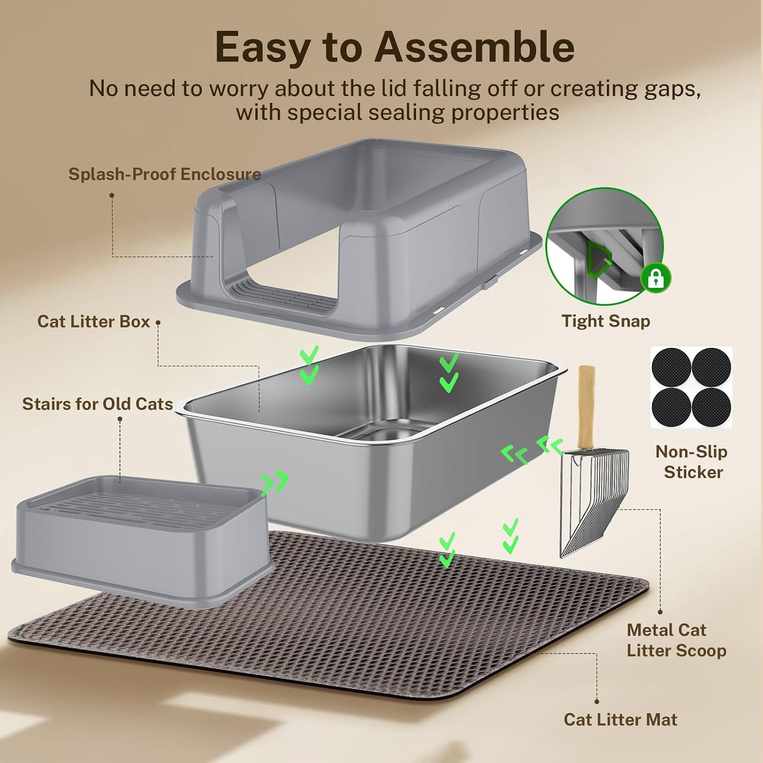 Detalle 2 de Stainless Steel Cat Litter Tray 32L XL
