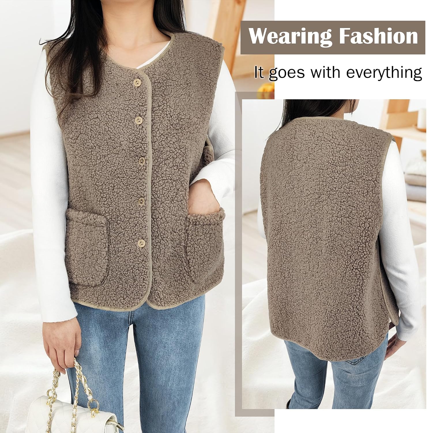 Thumbnail 6 de beifon Teddy Fleece Weste Damen
