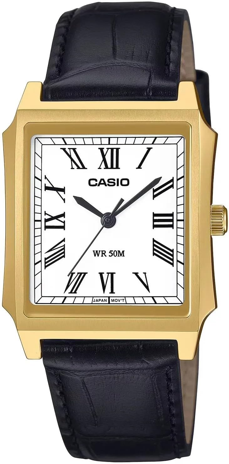 Detalle de Casio MTP-B190GL-7BVEF: reloj casual con toques dorados y esfera blanca