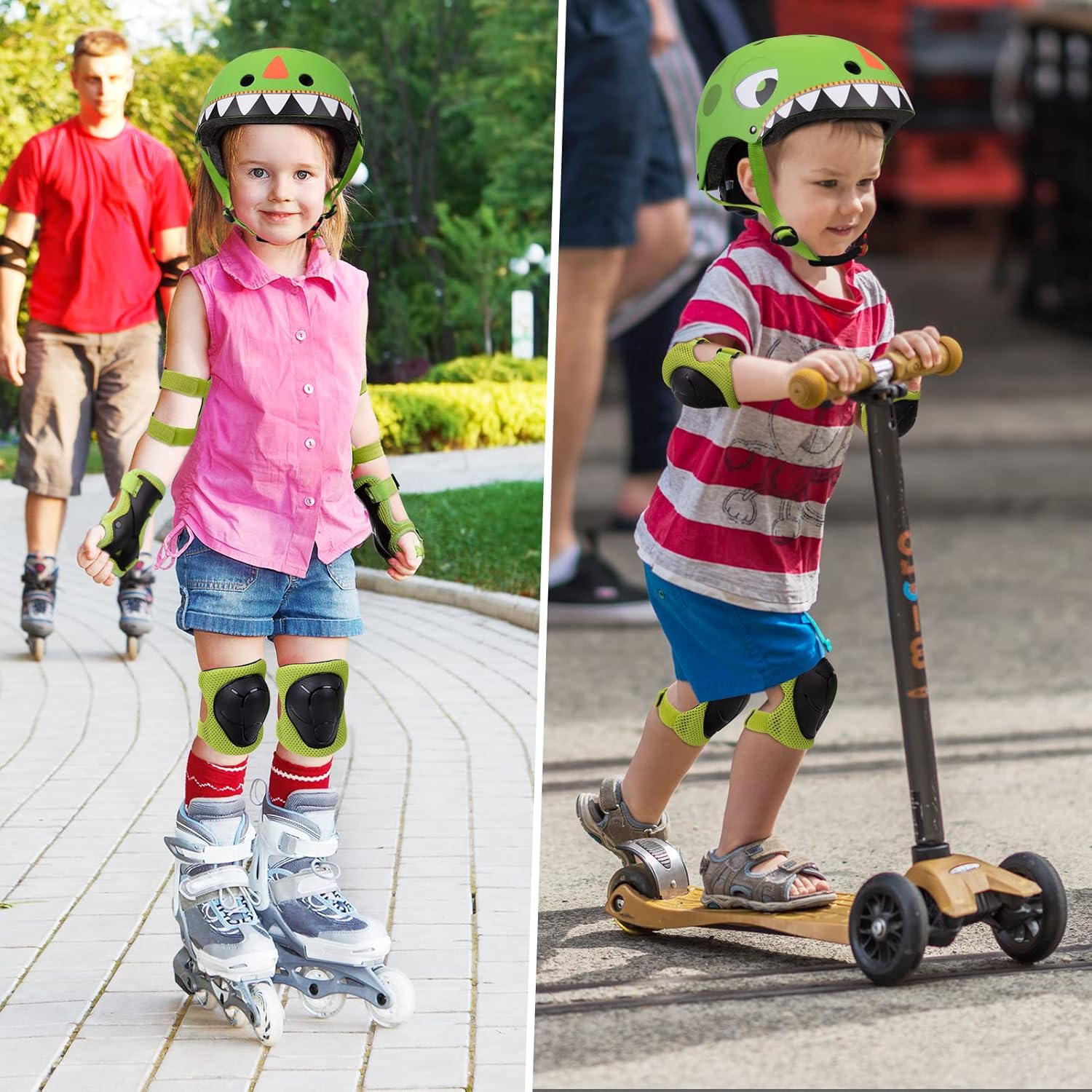 Thumbnail 1 de Kids bike helmet (2–8 years) with dinosaur design, lightweight ABS shell & adjustable fit