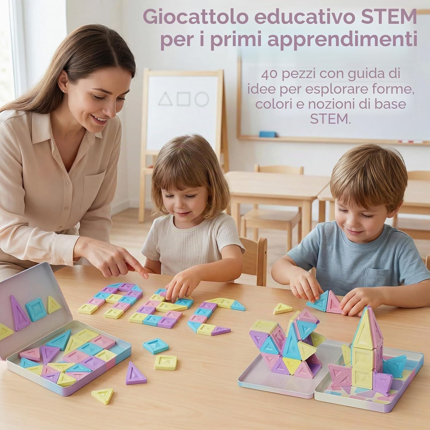 Detalle de YOGOHEE Mattoncini magnetici da viaggio Montessori (40 pezzi) in scatola di latta