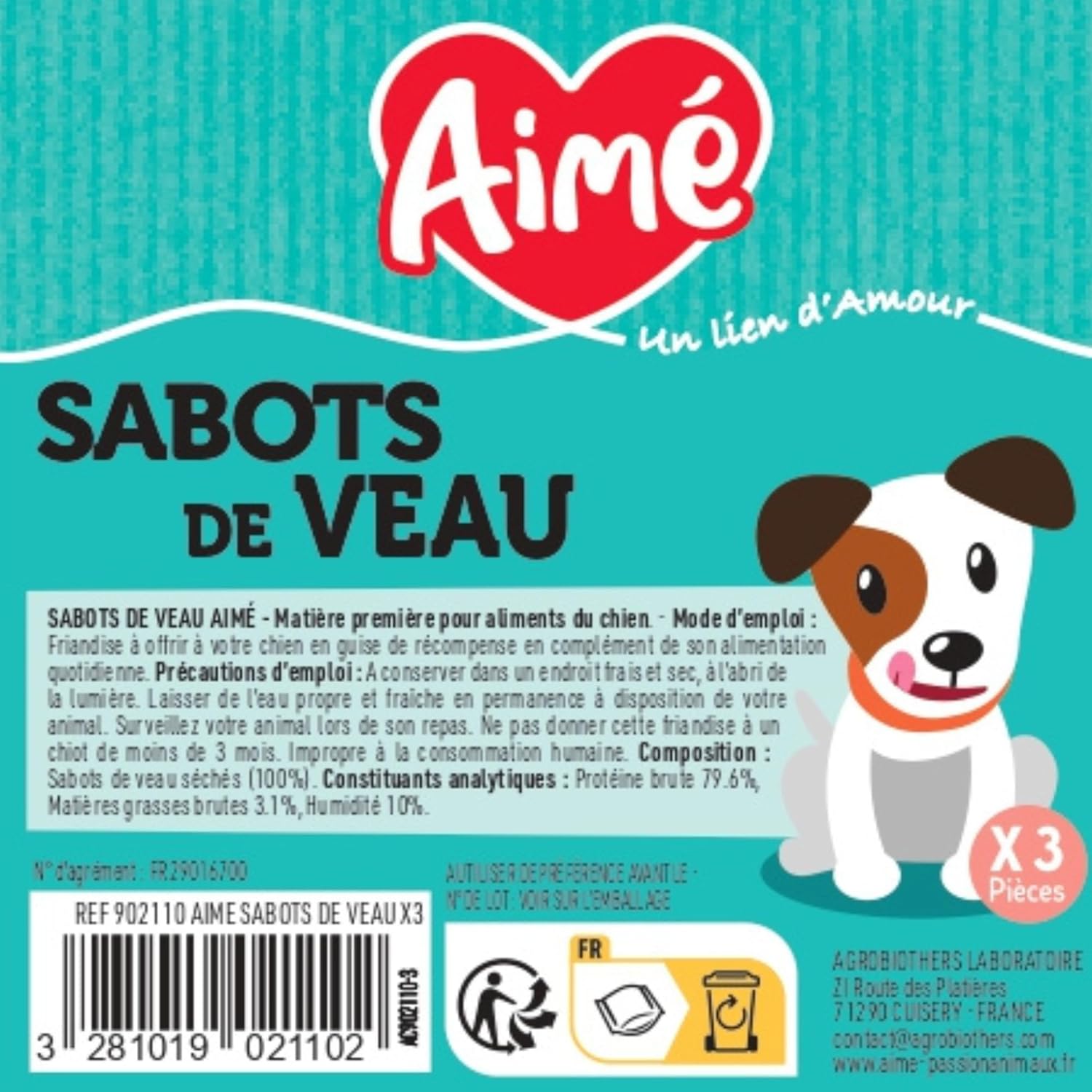 Detalle 2 de Aimé – Zoccolo di vitello per cani: masticazione lunga, antistress e salute dentale