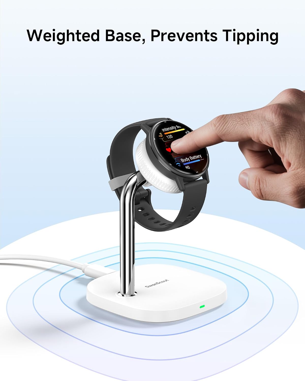 Thumbnail 5 de SwanScout 505GM white vertical charging stand for Garmin watches