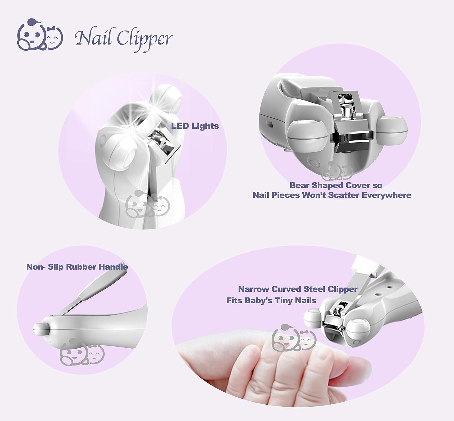 Detalle 1 de Royal Angels RA2 20-in-1 Rechargeable Baby Nail Trimmer & Clipper with LED Lights