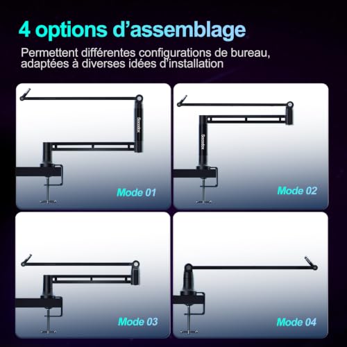 Detalle de Socodox Bras de Microphone à Profil Bas pour Streaming & Podcasting