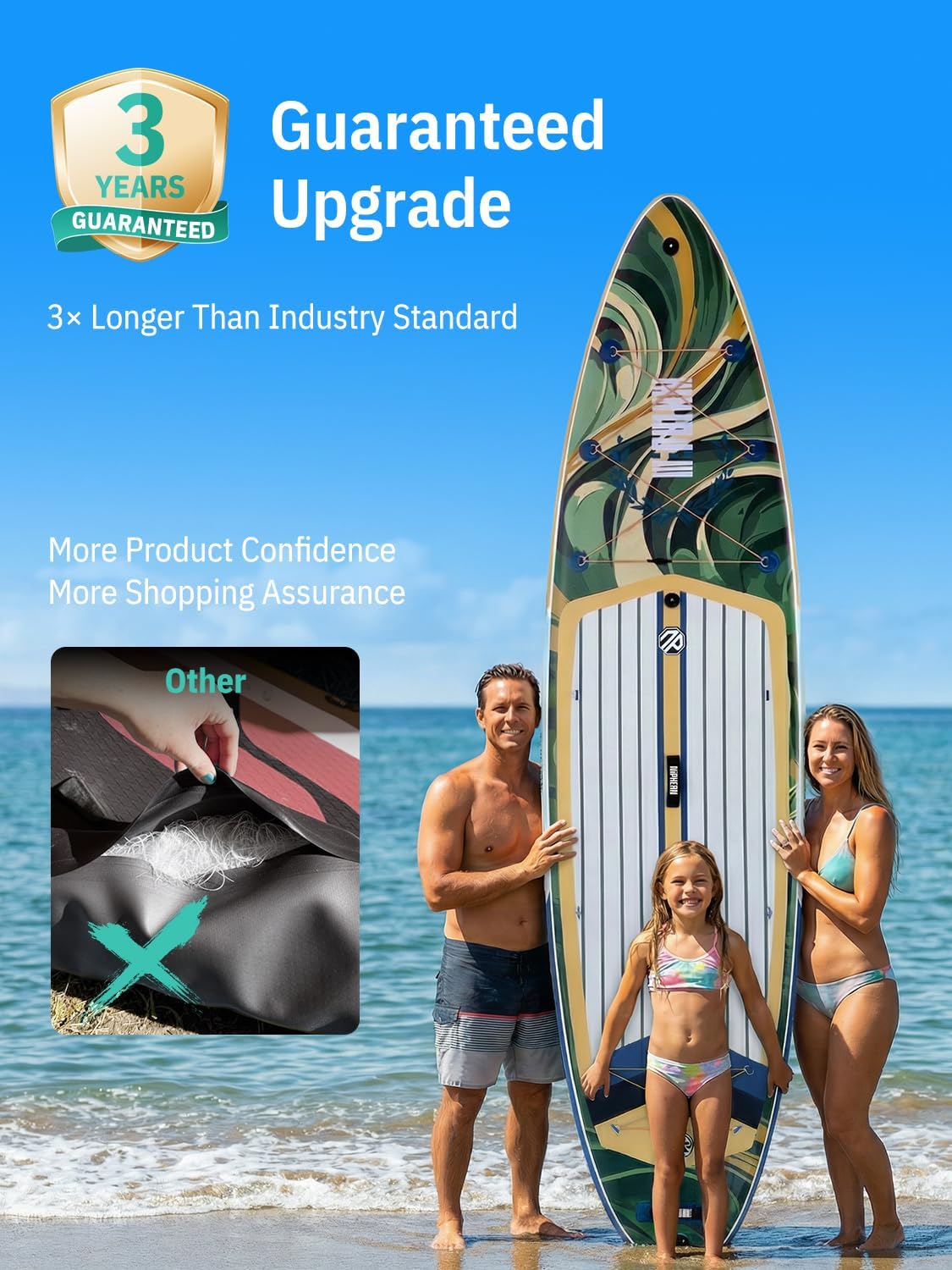 Detalle 2 de Niphean (Extra Large) Inflatable Paddle Board (SUP) for 2+1 People with StabilTrac Fin and Accessories