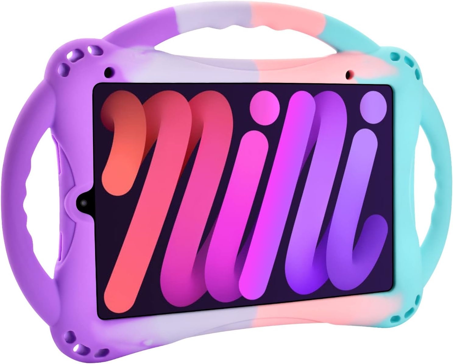 Detalle de TopEsct Kids Case for iPad Mini 7 (A17 Pro) 2024 / iPad Mini 6 (A15) Shockproof Silicone Cover with Handle Stand