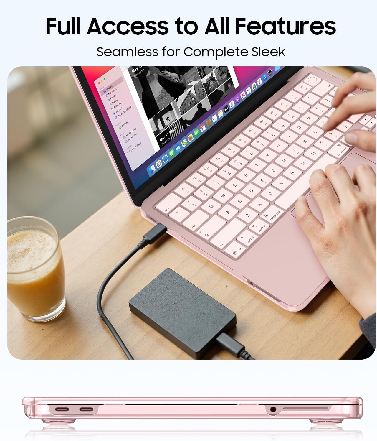 Detalle de FINTIE Crystal Clear Case for MacBook Neo 13-inch (2026) A3404 – Ultra Slim, Anti-Yellowing Hard Shell