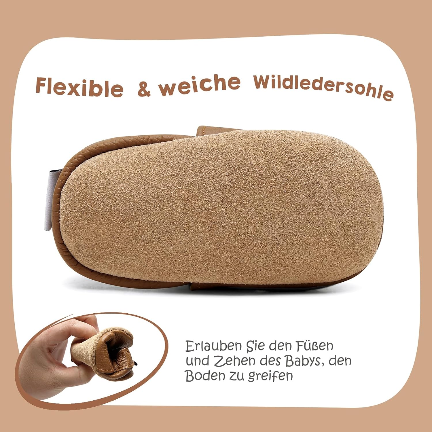 Thumbnail 3 de IceUnicorn Krabbelschuhe Baby – Weiches Leder, elastischer Knöchelriemen, perfekte Begleiter für Krabbel- und Lauflernzeiten
