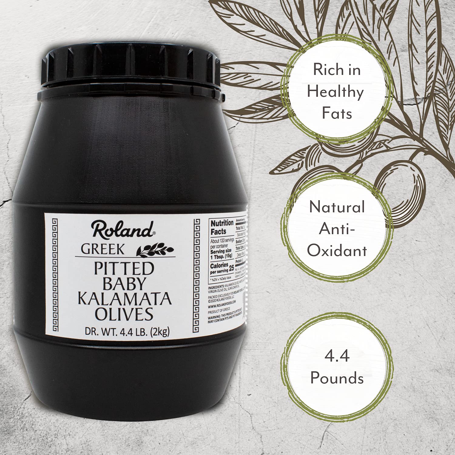 Detalle 1 de Roland Foods 71716 Pitted Baby Kalamata Olives, 4.4 lb from Greece