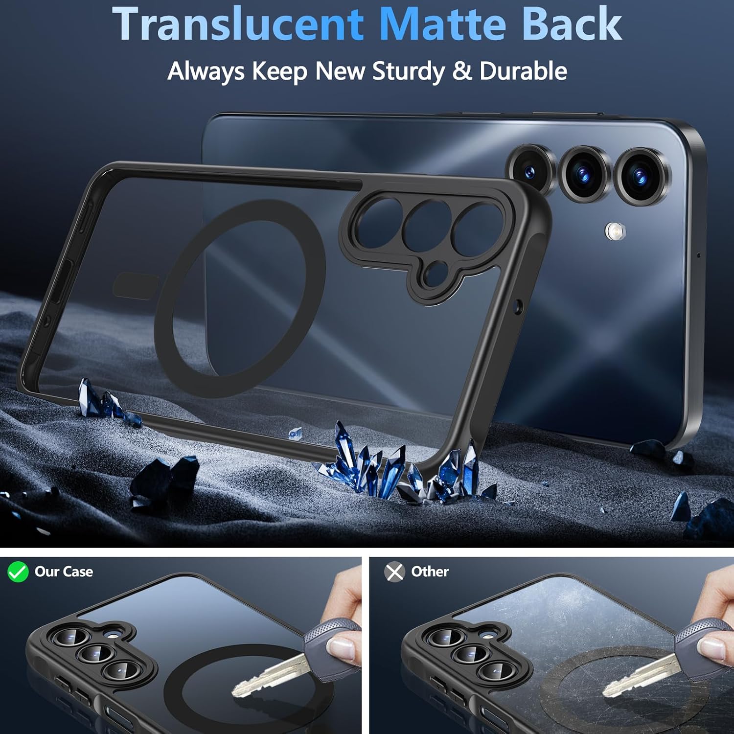 Detalle de Hensinple Magnetic Samsung A16 Case with 9H Screen Protector and Military-Grade Shock Protection