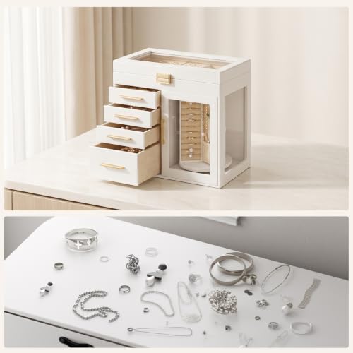 Thumbnail 6 de HOOBRO Caja Joyero de 5 Niveles con Giro 360° — Organizador de Joyas Blanco