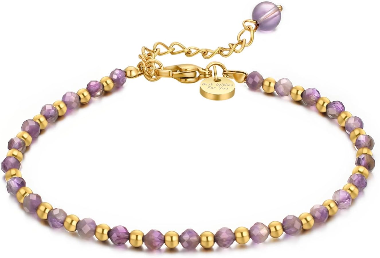 Thumbnail 6 de Vissen Naturstein Armband Damen – Edelstahl Gold verstellbar