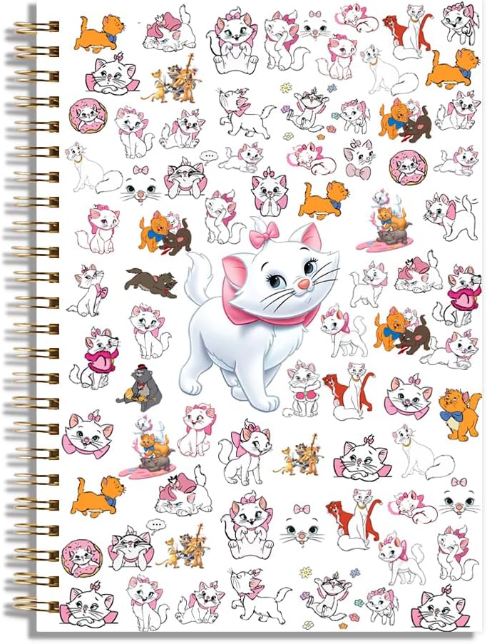 Detalle de LONGXIN Cartoon Cat Spiral Notebook, 80-Page Lined Journal with Hardcover