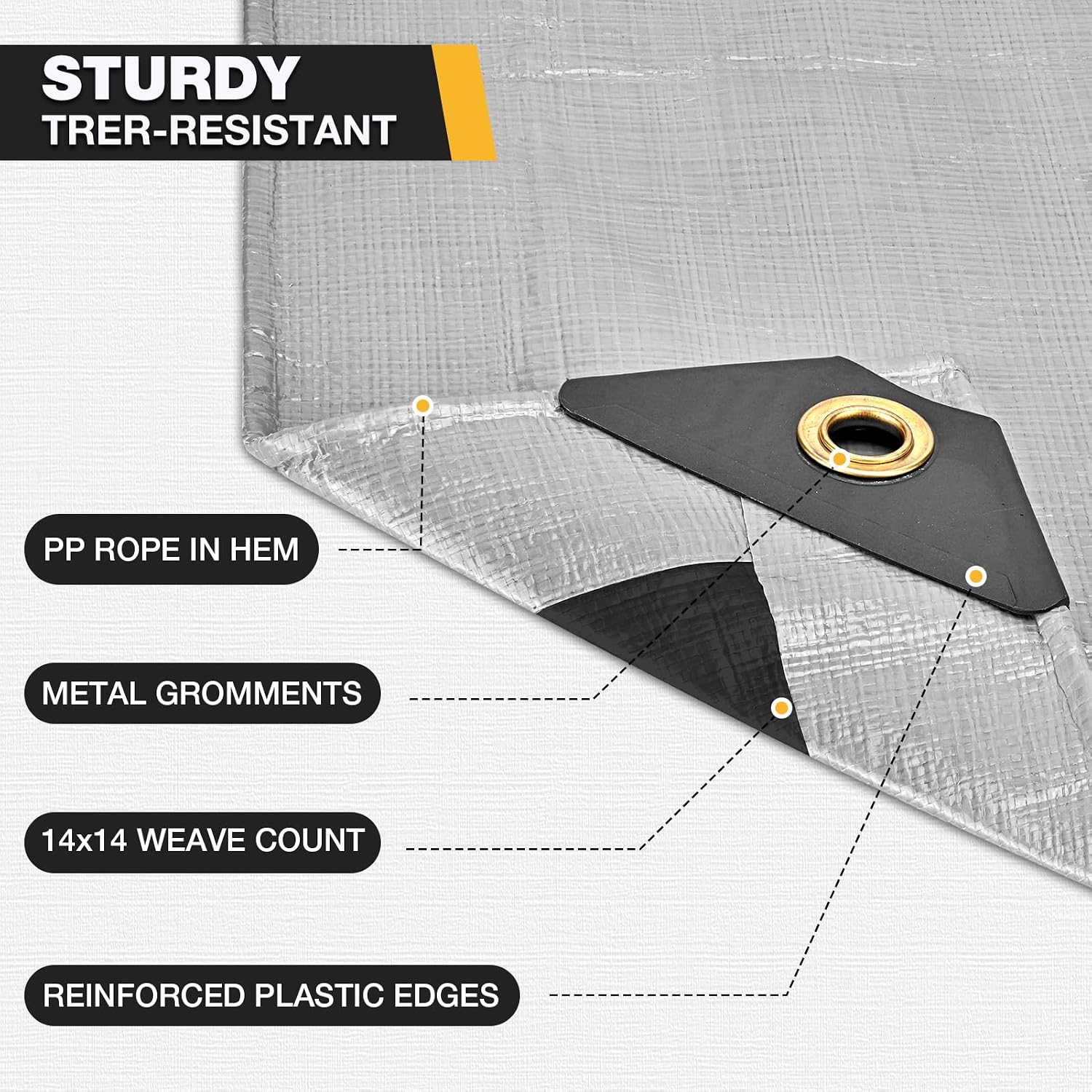 Detalle de Winpull Tarp 16x20 Feet 14 Mil Heavy Duty Waterproof Poly Tarp