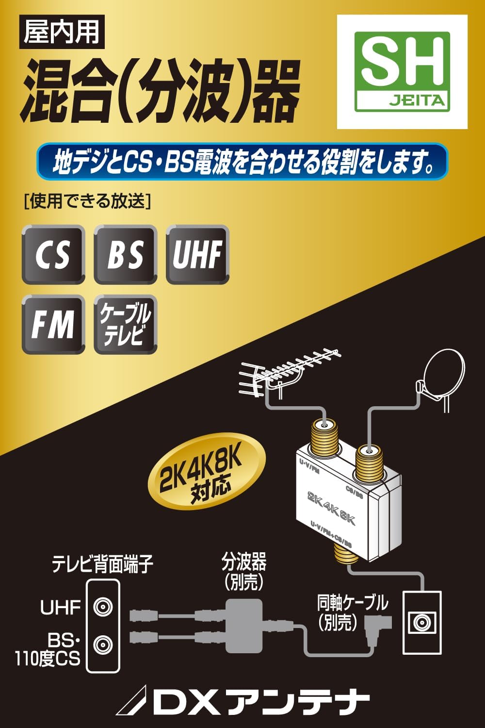 Thumbnail 1 de DXアンテナ EC-1M2WH(H) 分波器・混合器 2K・4K・8K対応 高シールド・金メッキ