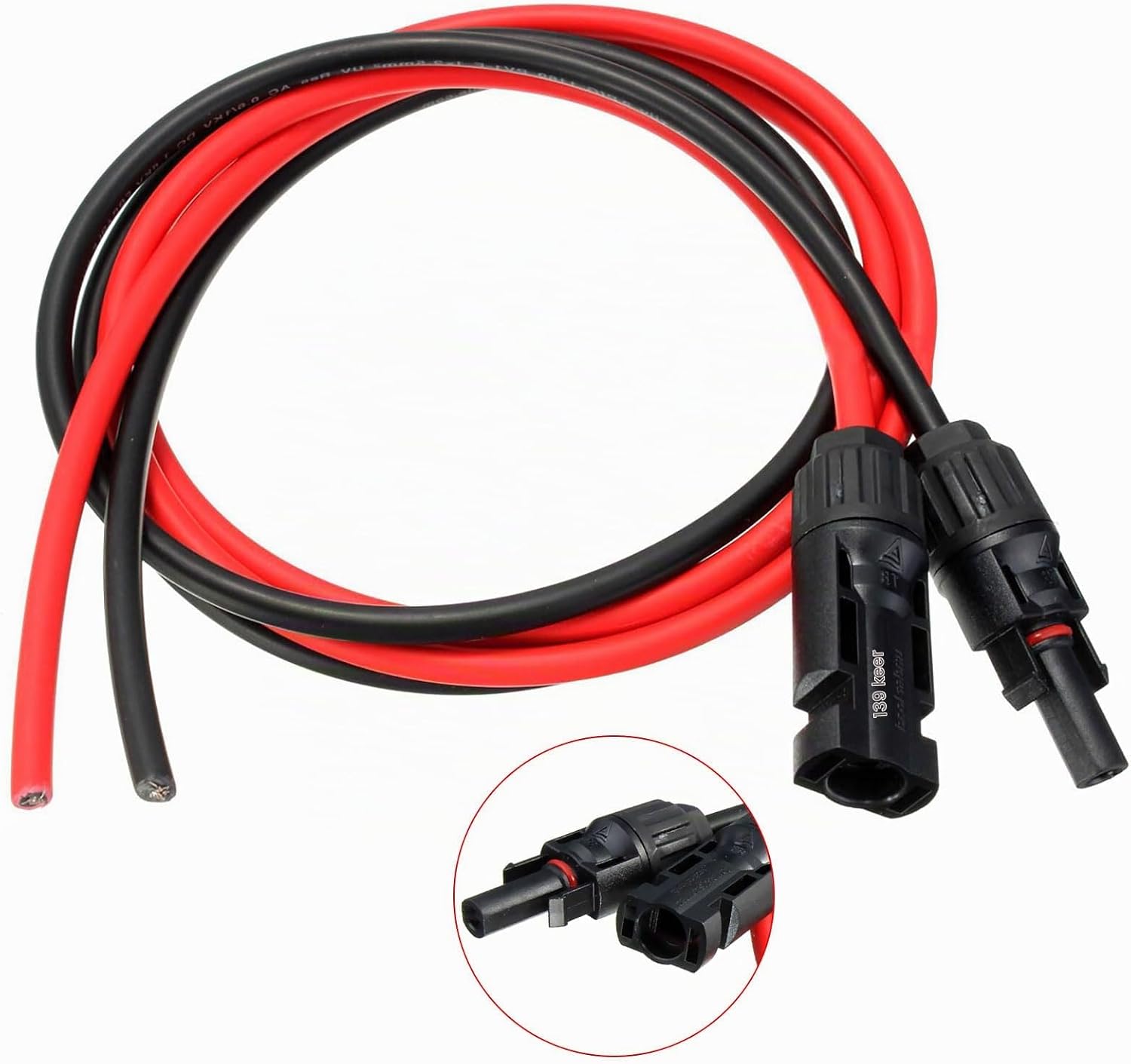 Detalle 2 de Puiseno zonnekabel 4 mm², 2 m, rood-zwart met zonnestekkers