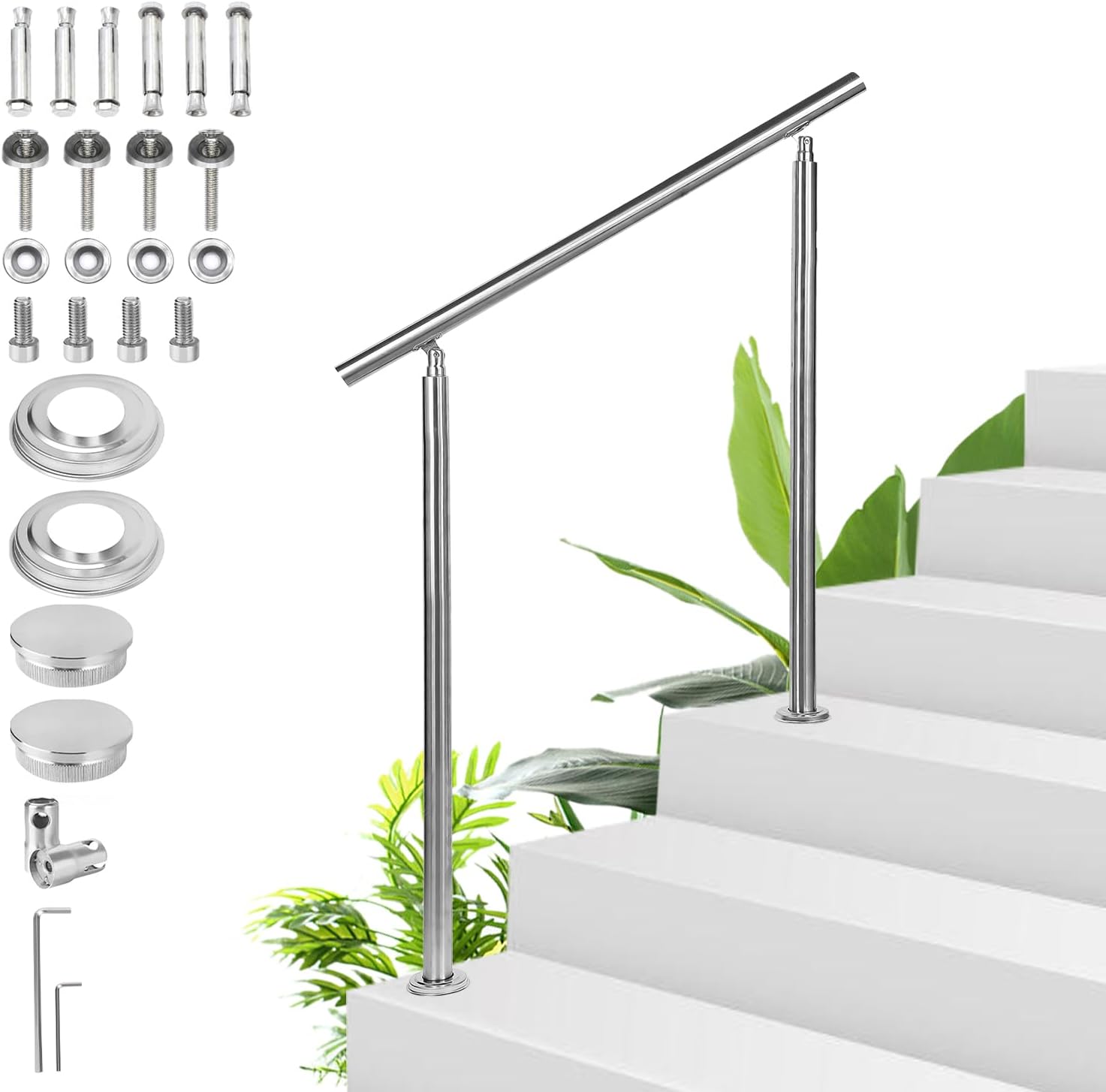 Imagen de Sonnewelt Corrimano in acciaio INOX 120 cm – Ringhiera per scale interne ed esterne (senza barre trasversali) en OfertitasTOP