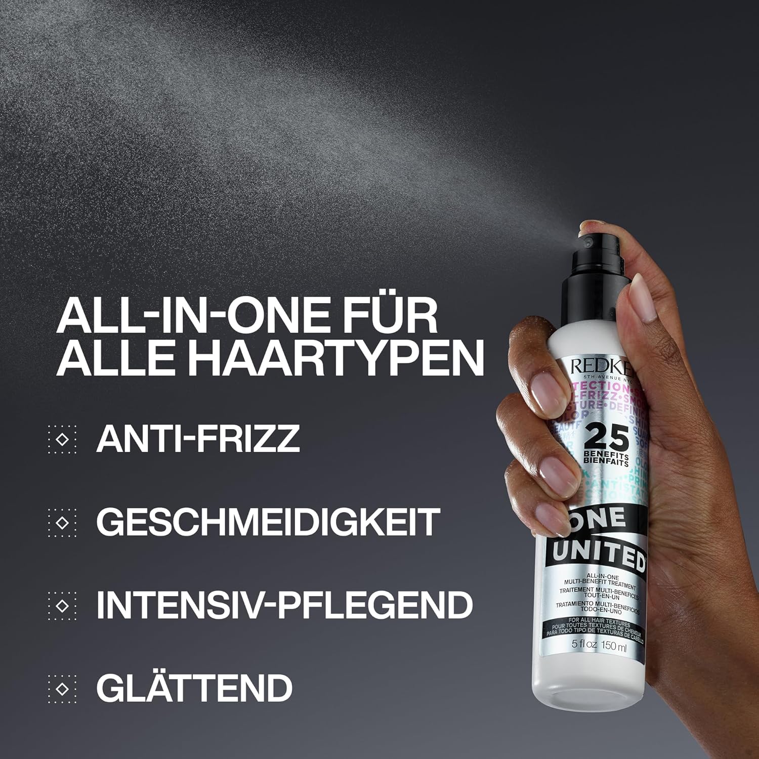 Thumbnail 4 de Redken One United Multi-Benefit Treatment: Feuchtigkeitsspendendes Pflege-Spray mit Hitzeschutz & Anti-Haarbruch