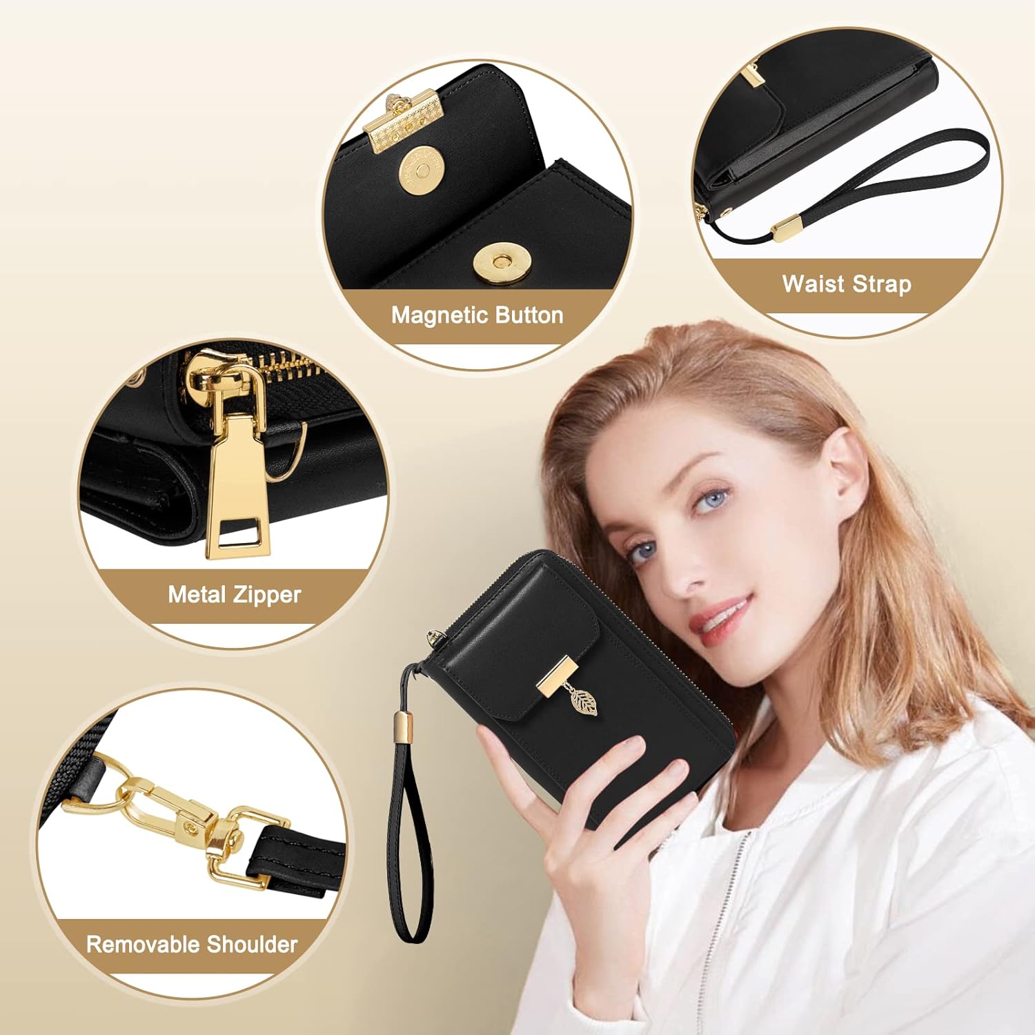 Thumbnail 4 de VOBUKE Handytasche zum Umhängen klein mit RFID-Schutz und 12 Kartenfächern – Leder Schultertasche Crossbody für Damen