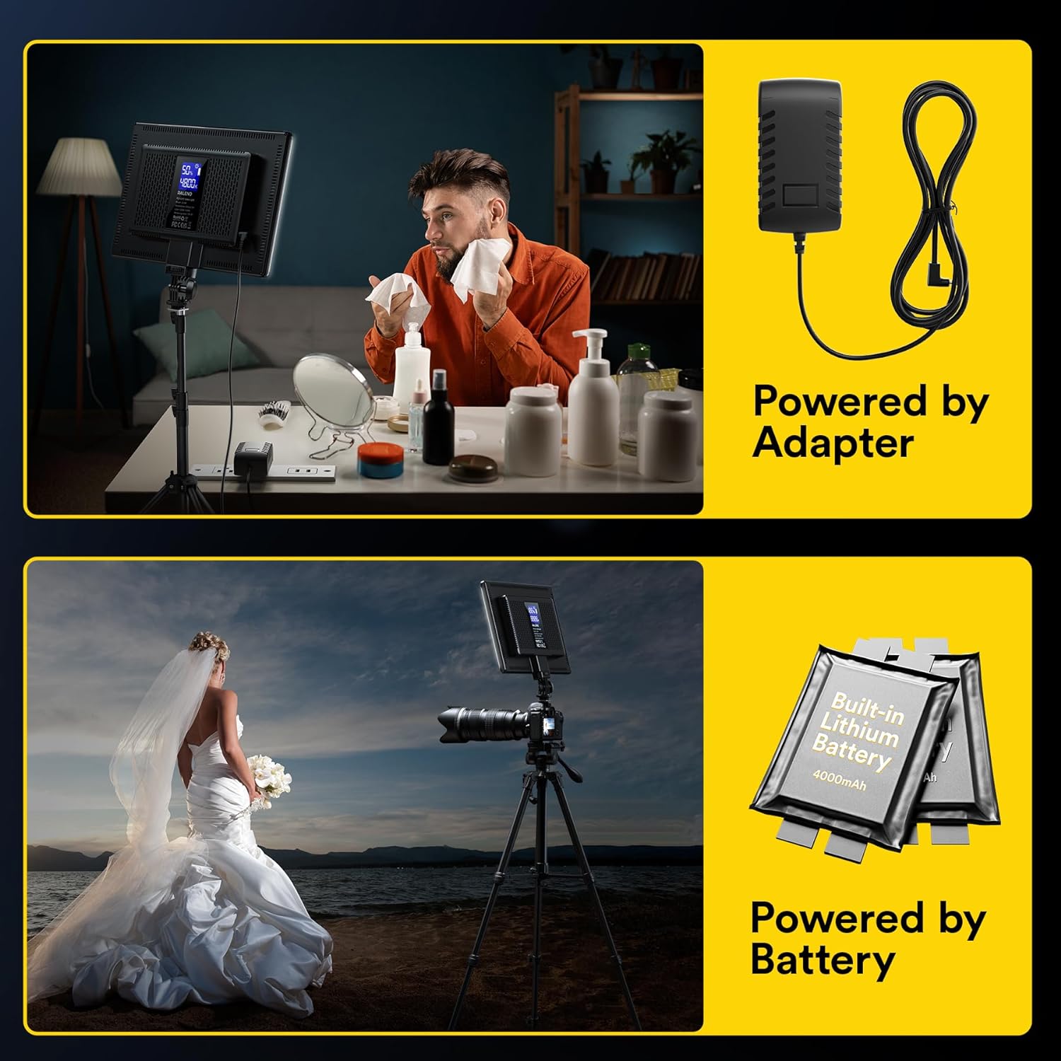 Detalle de RALENO 13" LED Video Light 19.5W with 8000mAh Battery, LCD and Dimmable Bi-colour Panel