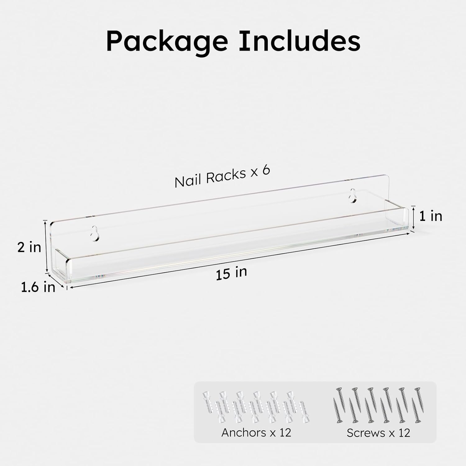 Thumbnail 2 de FEMELI Nail Polish Wall Rack 15 Inch 💅