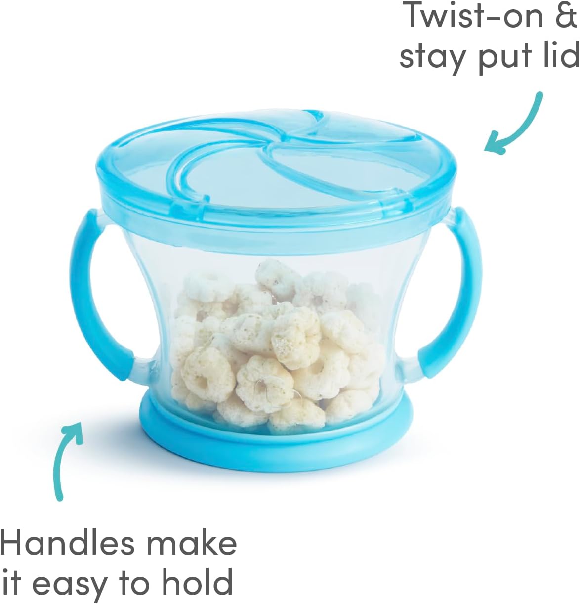 Detalle 2 de Munchkin 2 Piece Snack Catchers: Toddler Snack Box & Baby Weaning Pot (Blue/Green)