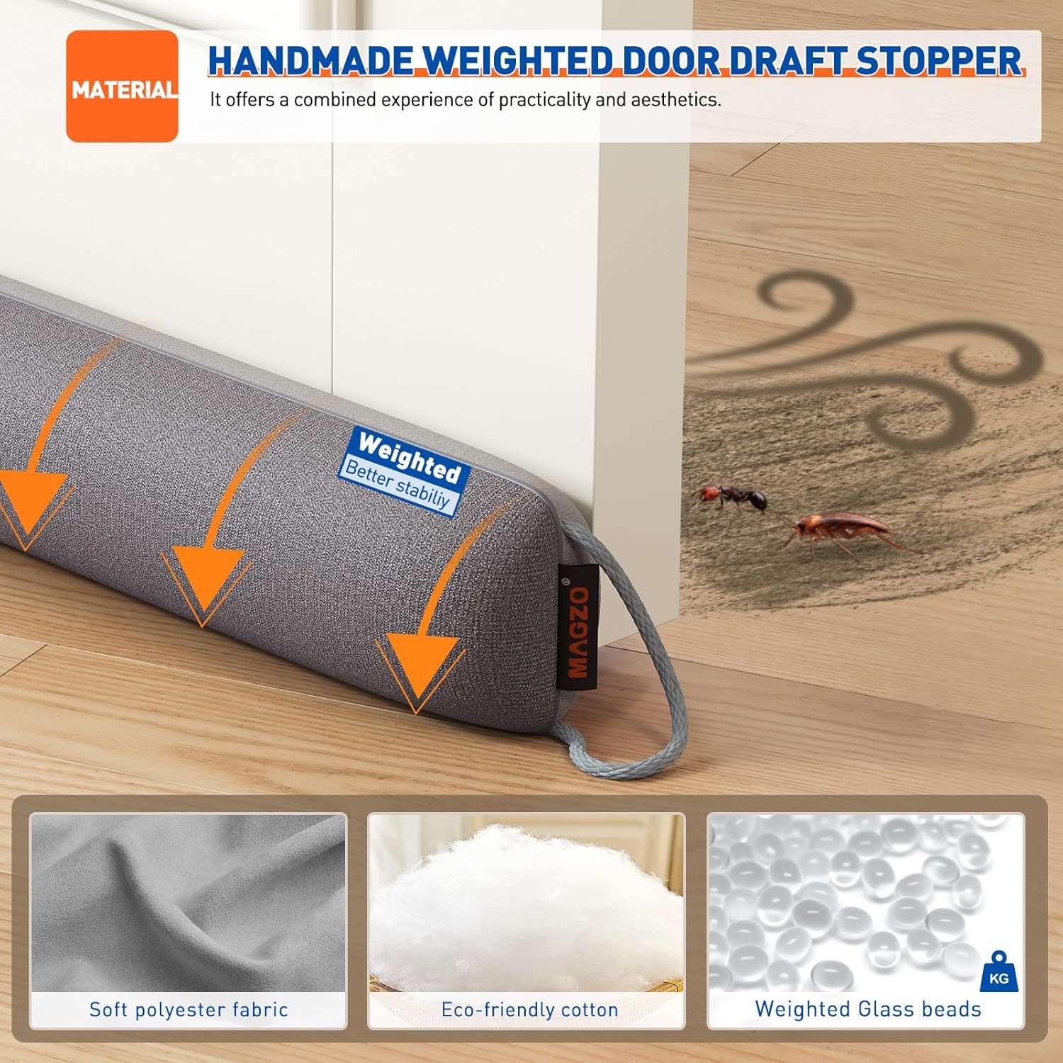 Detalle 2 de MAGZO Door Draft Stopper 36" Under Door Blocker ⌛