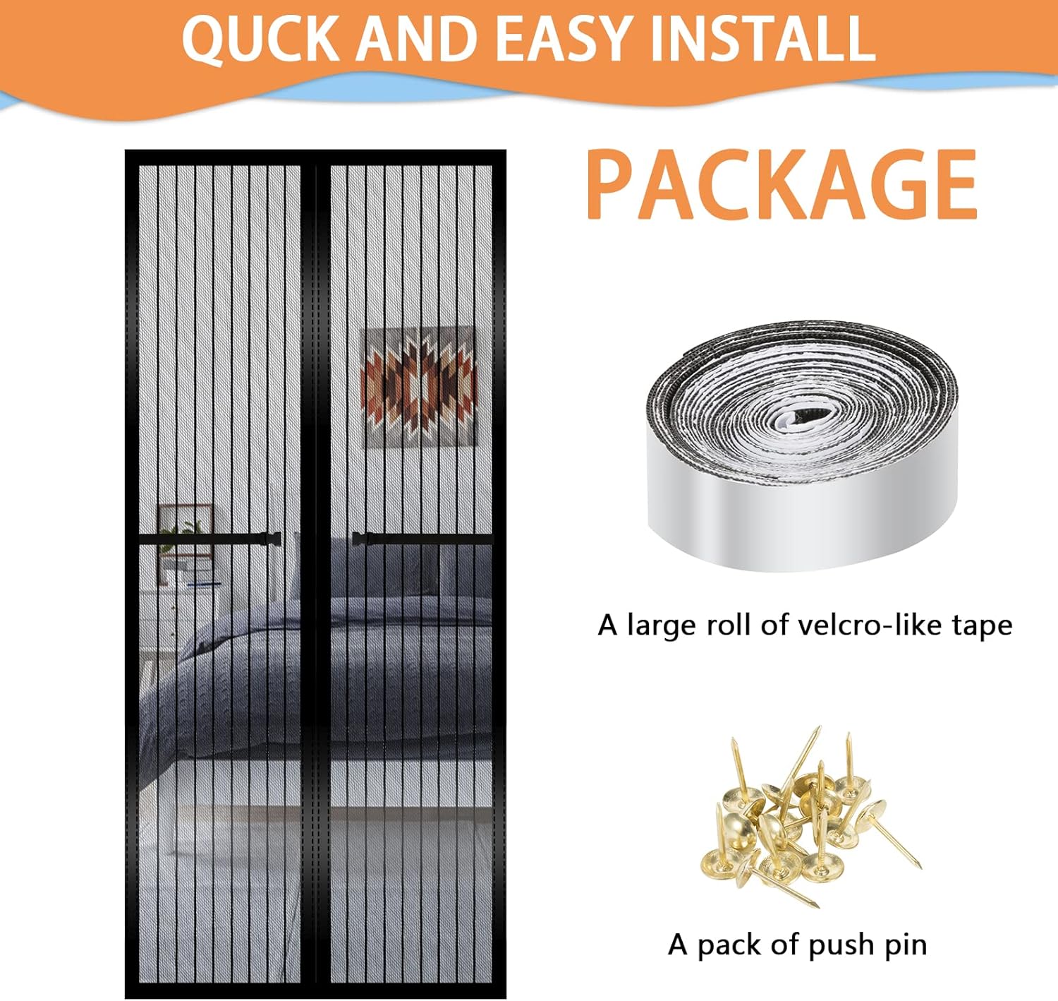 Thumbnail 6 de Magnetic Fly Screen Door 90 × 210cm with Heavy-Duty Bug Mesh and Powerful Magnets