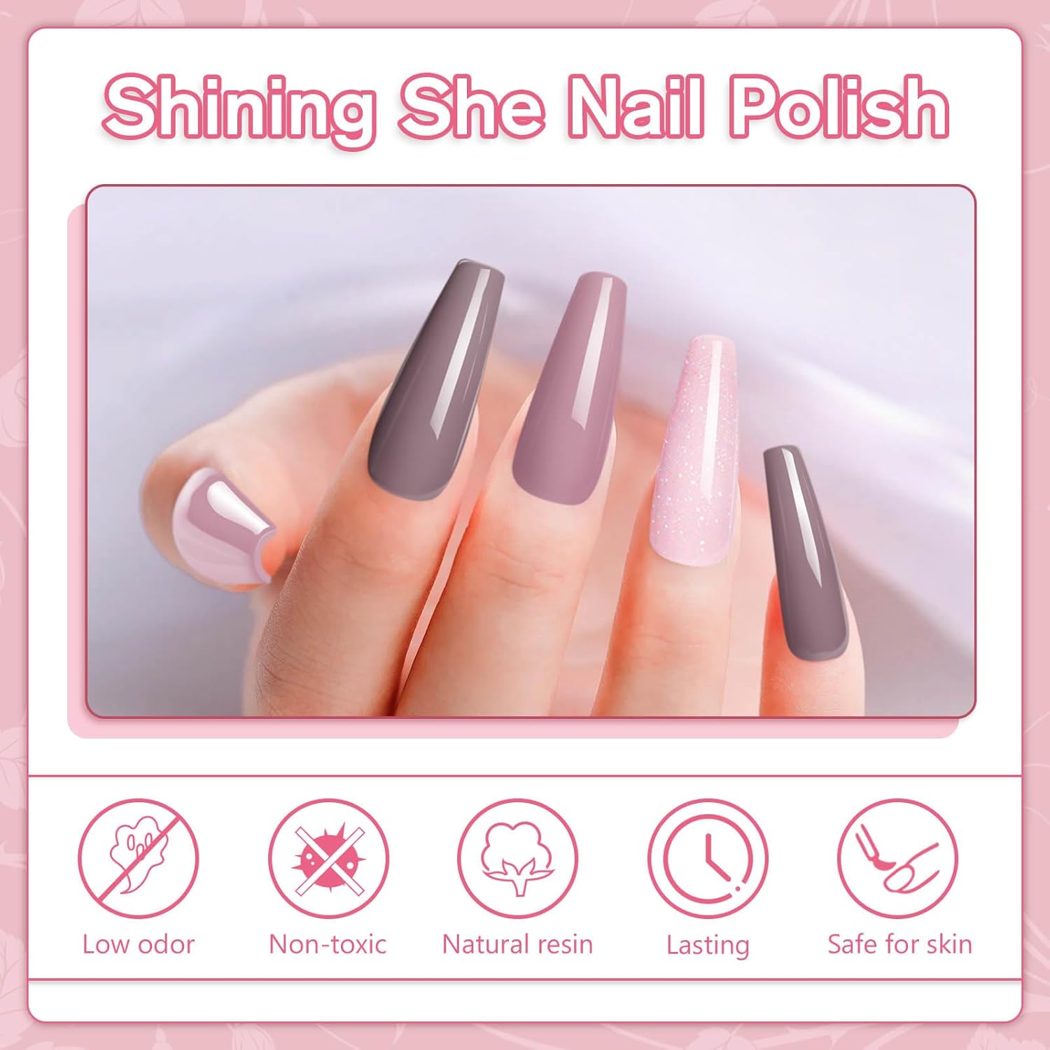 Thumbnail 5 de Shining She UV-Nagellack-Set mit 6 Farben (Glitzer & Nude), 8 ml pro Flasche – für DIY Nailart zu Hause