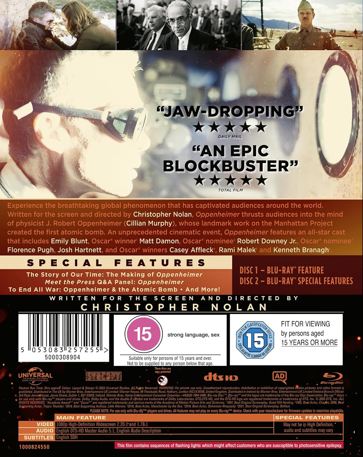 Detalle de Universal Pictures Oppenheimer Blu-ray (2023), Region Free, with bonus features