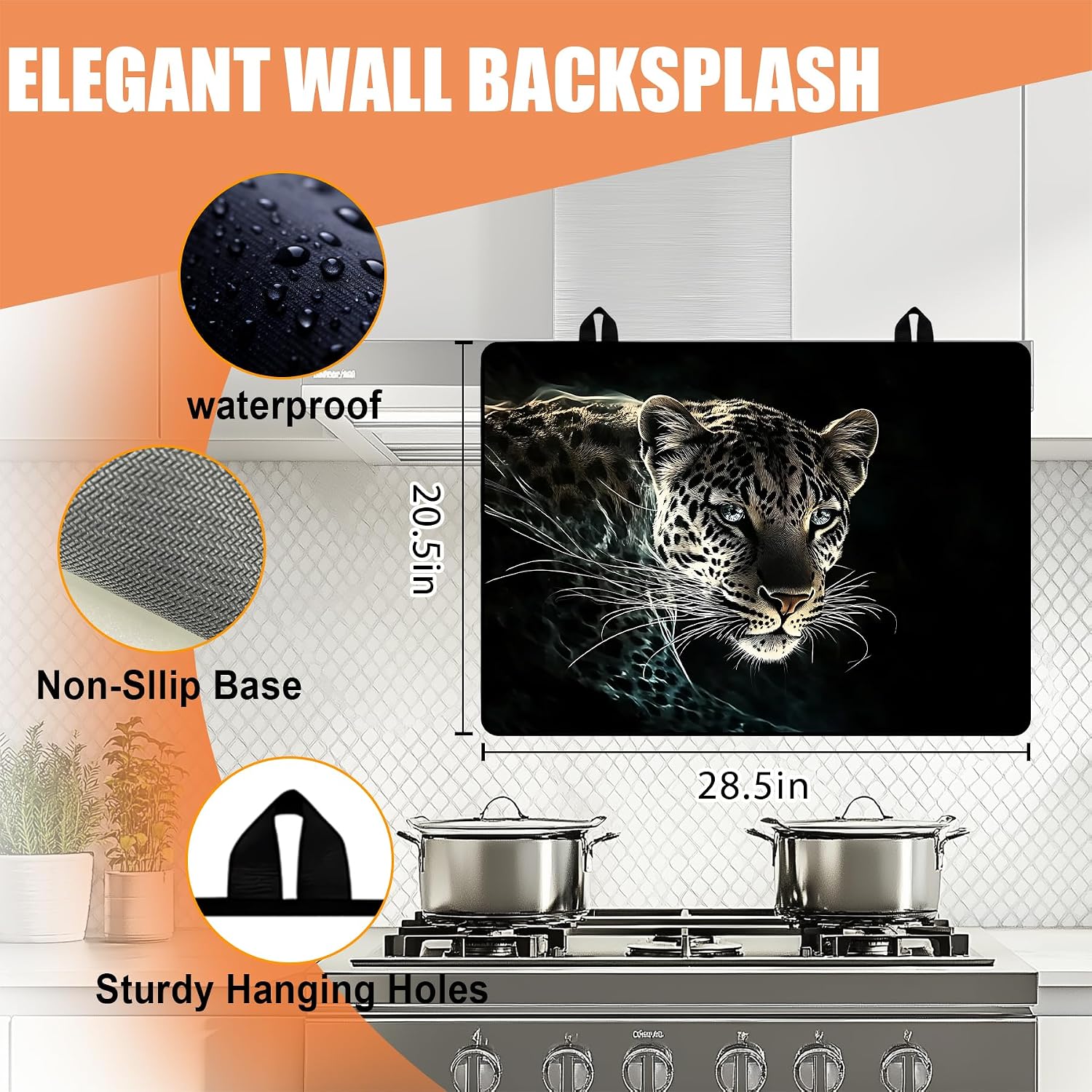 Detalle 2 de seewan Stovetop Cover 28" x 20" Leopard Anti-Slip Foldable Stove Protector
