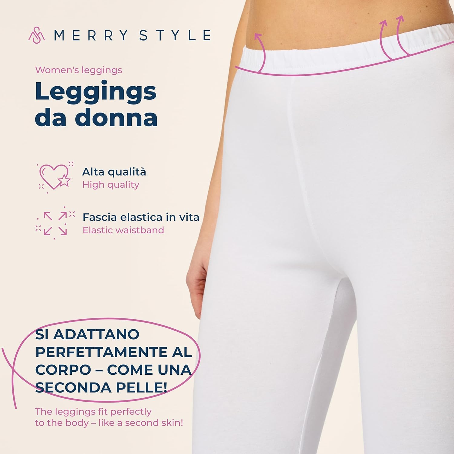 Thumbnail 2 de Merry Style Leggings Donna 3/4 MS10-199: comfort e praticità in cotone traspirante