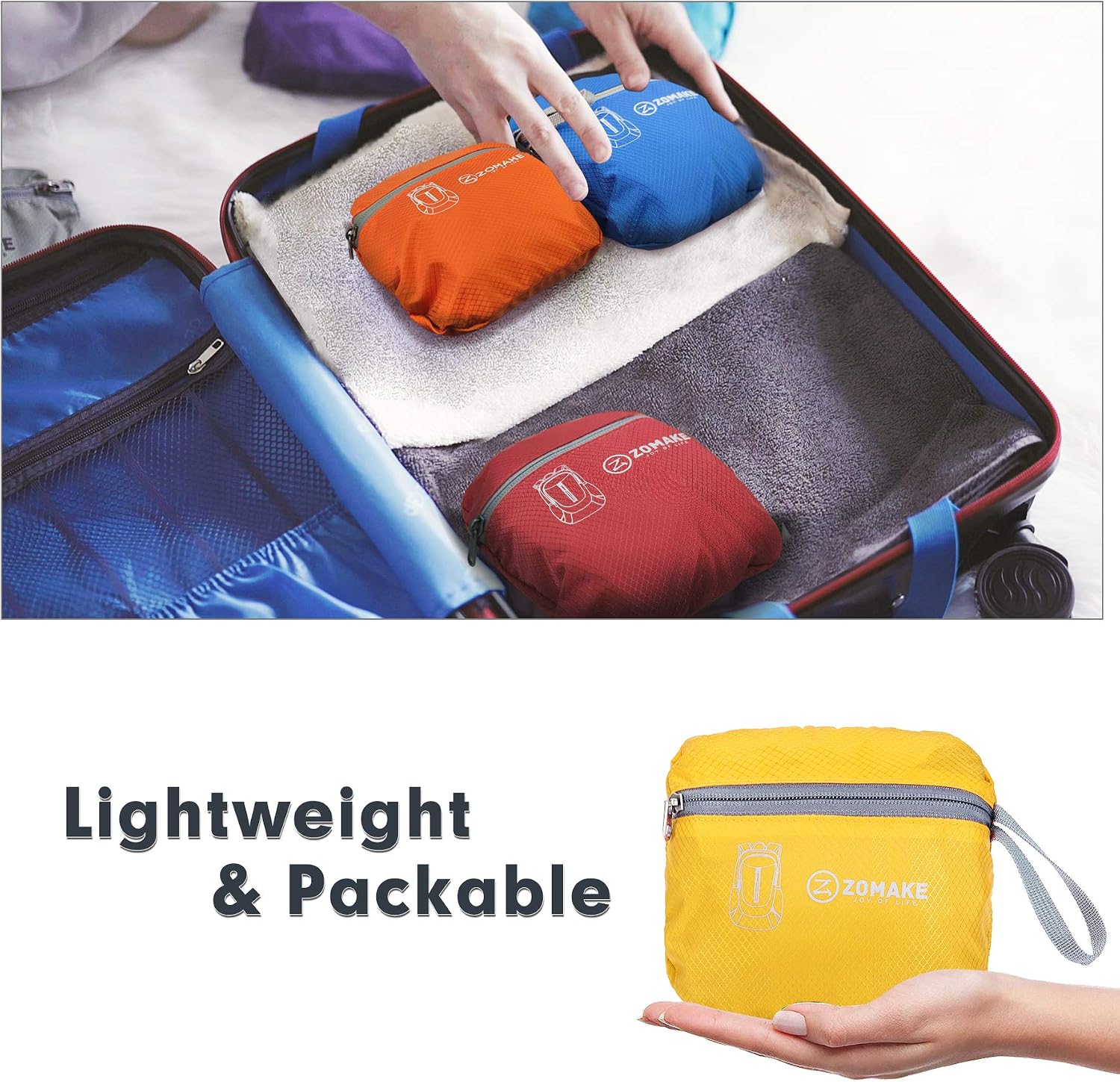 Detalle 2 de ZOMAKE sac à dos pliable ultra-léger 25L (290 g) – daypack randonnée et voyage