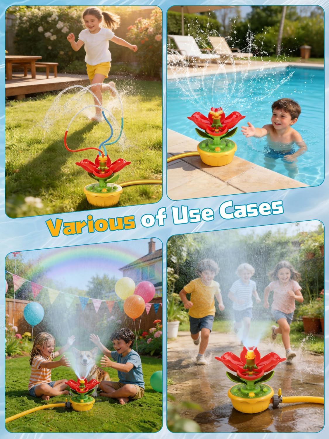 Detalle de Giochi da Giardino per Bambini Fiore Spruzzini: Irrigatore a 3 Modalità e Tubi Flessibili